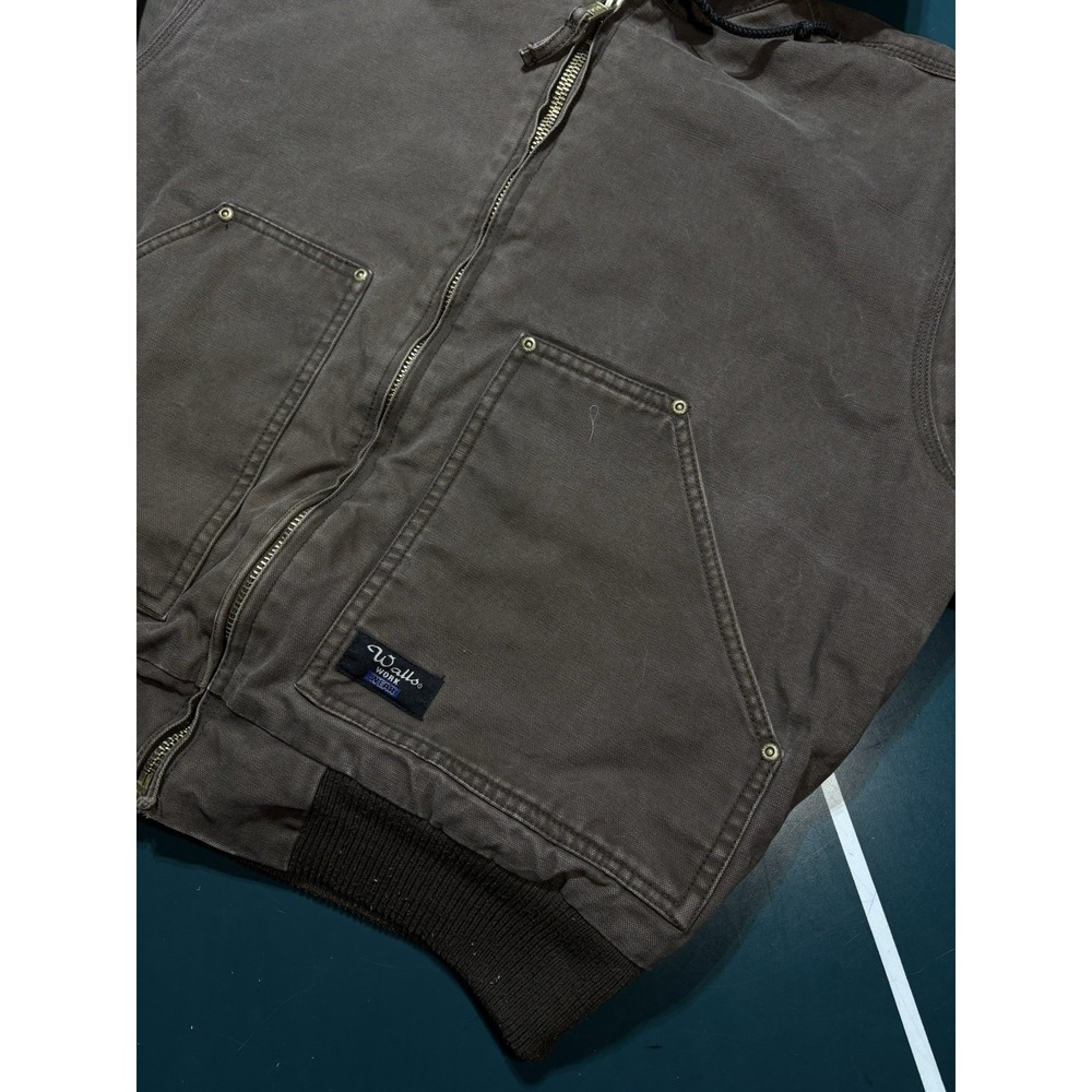 Vintage Walls Work Wear Jacket Men's Large Brown Duck Canvas Fleece Lined Hooded - Picture 2 of 14